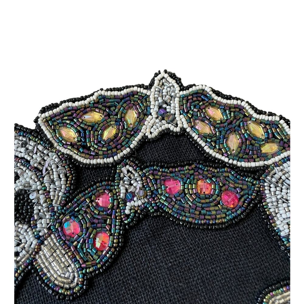 Tahari Halloween Beaded Placemat 15in BATS PUMPKINS Spooky Sparkle NEW - Picture 6 of 10
